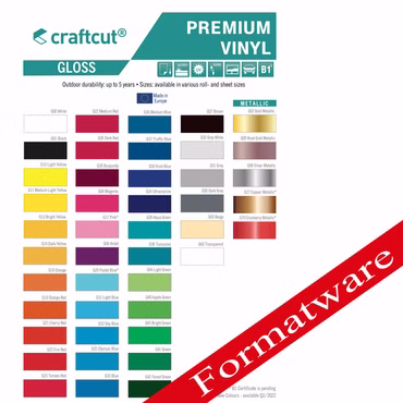 craftcut® Plotterfolie Formatware Vinyl *glänzend* 21 x 30,5 cm für Cricut, Silhouette, Brother