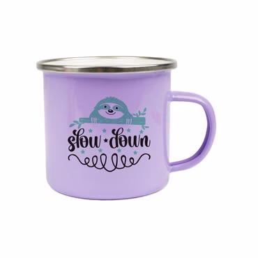 Emailletasse 12oz, mit silbernem Edelstahlrand - Pastell-Tönen - Sublimation