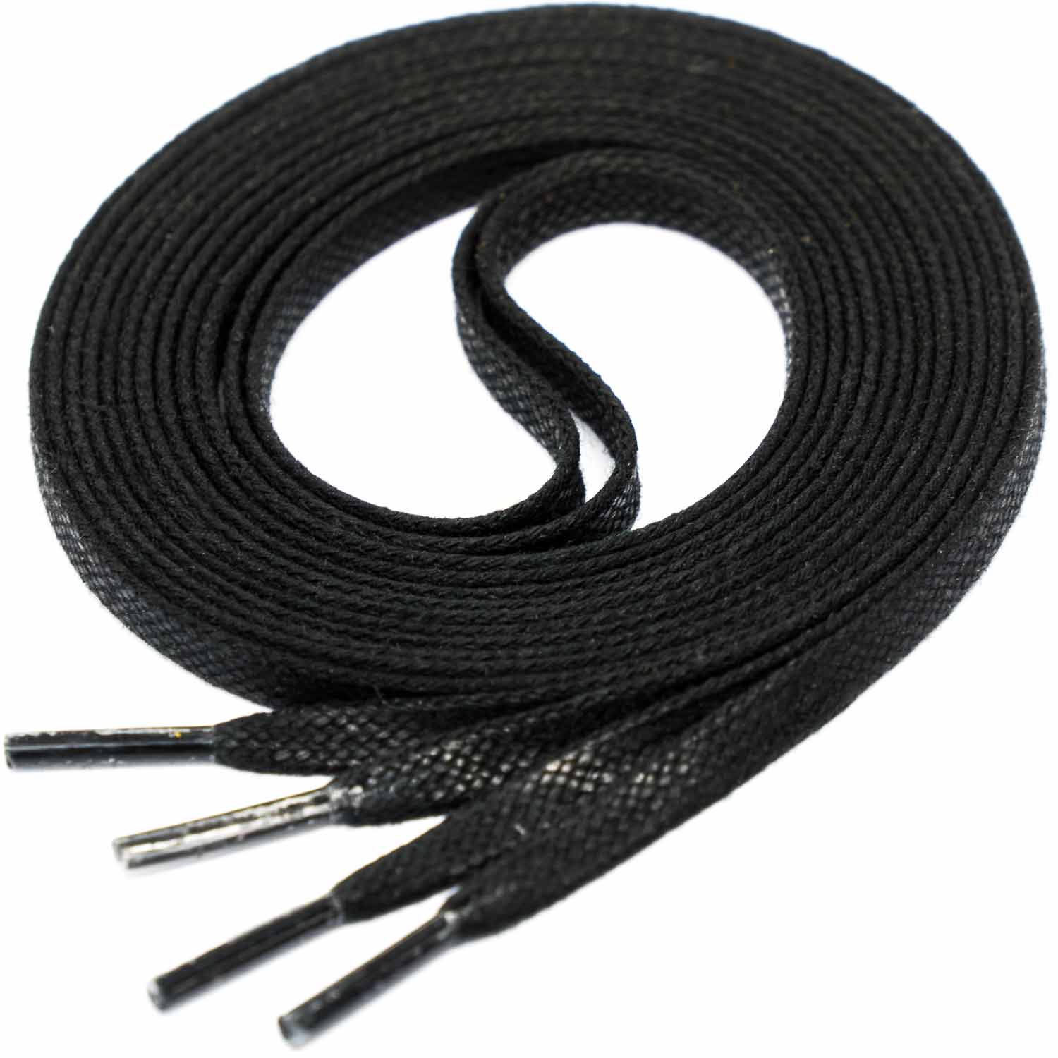 BLACK Flat Waxed Shoelaces width 4 mm 