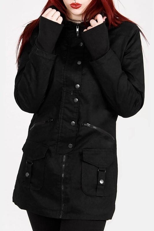 Jacket with Fur Hood and Thumb Holes Dark Ages