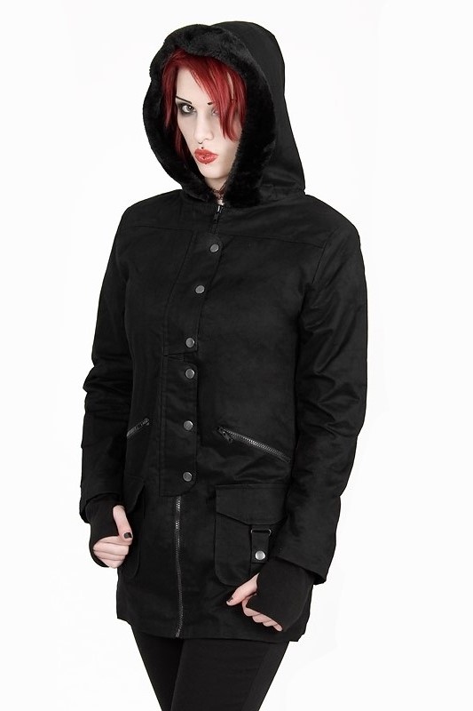 Jacket with Fur Hood and Thumb Holes Dark Ages