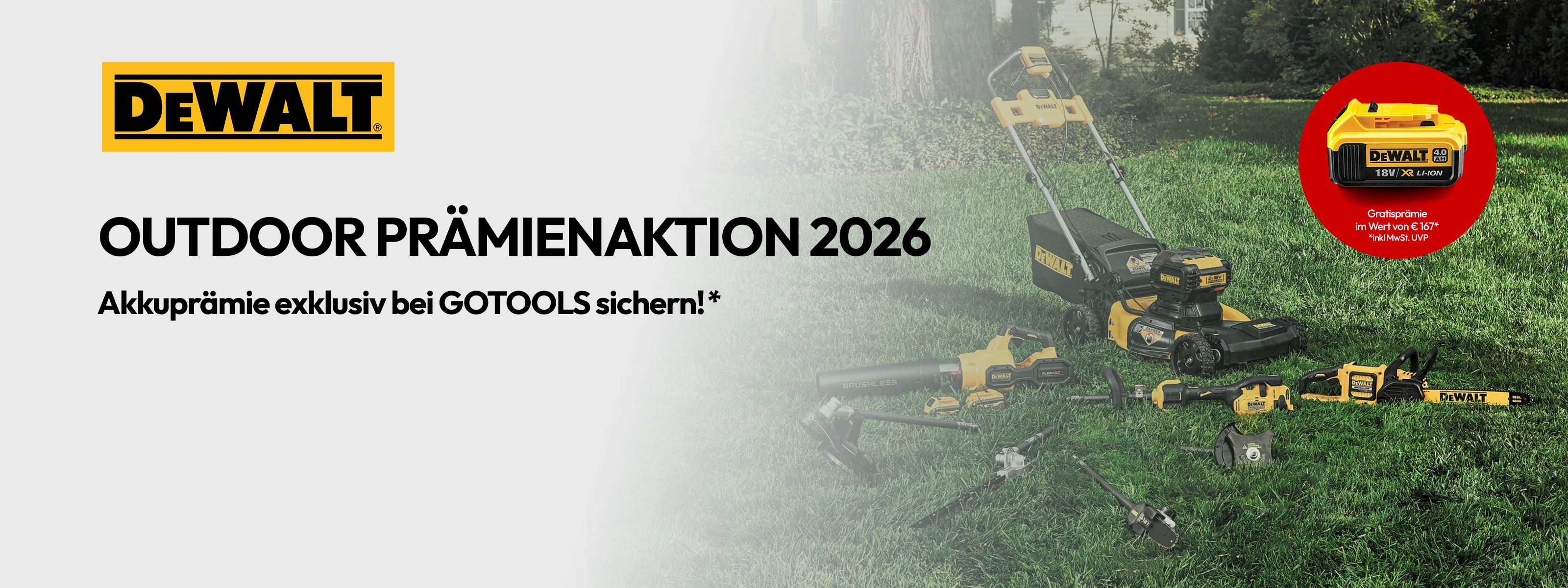 Dewalt/Gotools Outdoor Akku Aktion