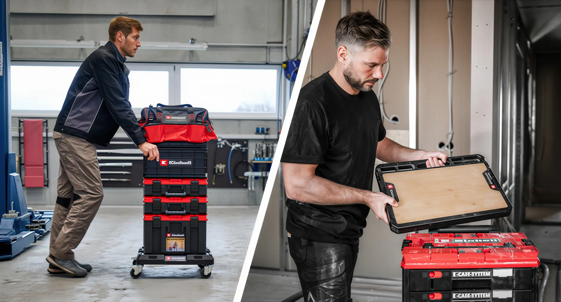 Einhell E-Case Erweiterungen – Rollbrett und Arbeitsplatte