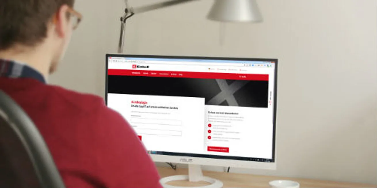 Registrieren oder einloggen im Einhell Service