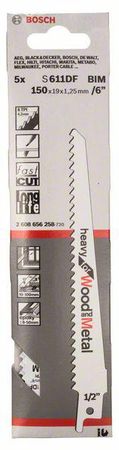 Bosch PRO Window Demolition S611DF Säbelsägeblatt, 1,25 x 19 x 150 mm, 5 Stück