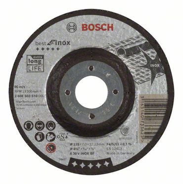 Bosch Schruppscheibe gekröpft Best for Inox A 30 V INOX BF, 115 mm, 7,0 mm