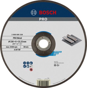 Bosch PRO Metal Schleifscheibe, 230 x 6 x 22.23 mm, oSa