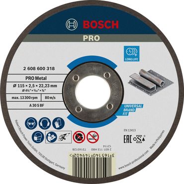 Bosch PRO Metal Trennscheibe, 115 x 2.5 x 22.23 mm, gekröpft, oSa