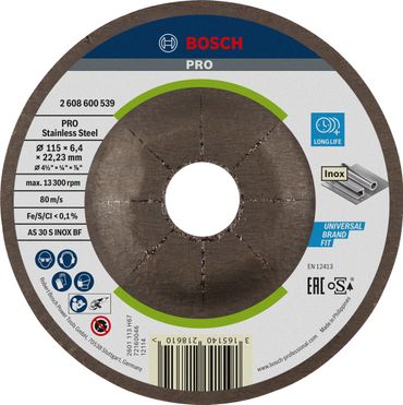 Bosch PRO Stainless Steel Schruppscheibe, 115 x 6 x 22,23 mm