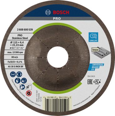 Bosch Schruppscheibe gekröpft Expert for Inox AS 30 S INOX BF, 115 mm, 6,0 mm