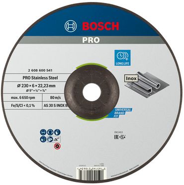 Bosch Schruppscheibe gekröpft Expert for Inox AS 30 S INOX BF, 230 mm, 6,0 mm