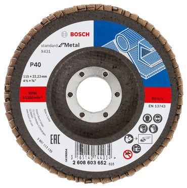 Fächerschleifscheibe X431, Standard for Metal, gewinkelt, 115 mm, 22,23 mm, 40