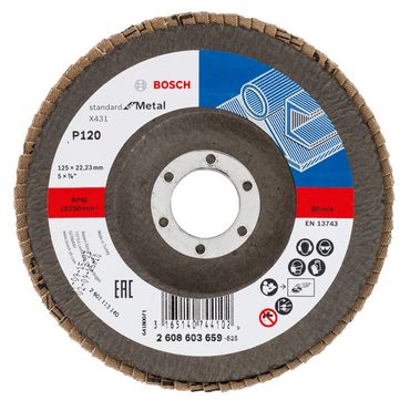 Bosch Fächerschleifscheibe X431, Standard for Metal 125 mm, 22,23 mm, 120