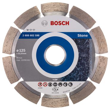 Bosch Diamanttrennscheibe Standard for Stone 125 x 22,23 x 1,6 x 10 mm 1er-Pack