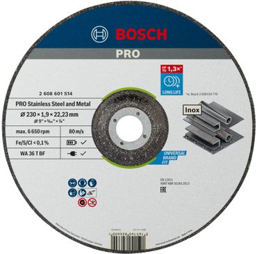 Bosch PRO Stainless Steel and Metal Trennscheibe, 230 x 1.9 x 22.23 mm, gekröpft