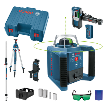 [Paket] Bosch Rotationslaser GRL 300 HVG 1mit Batterien im Set + Lader im Handwerkerkoffer