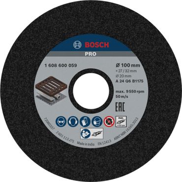 Bosch PRO Metal Schleifscheibe, 100 x 27 x 20 mm, G24