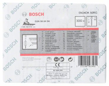 Bosch D-Kopf Streifennagel SN34DK 50RG 2,8 mm, 50 mm, verzinkt, gerillt