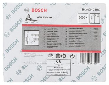 Bosch D-Kopf Streifennagel SN34DK 75RG 2,8 mm, 75 mm, verzinkt, gerillt