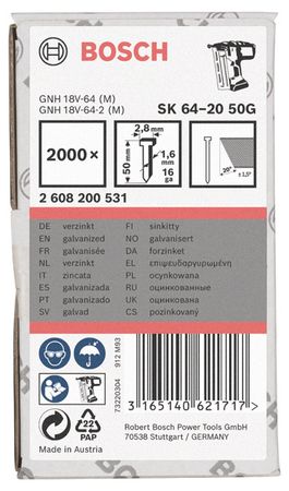 Bosch Senkkopf-Stift SK64 20G 50 mm verzinkt