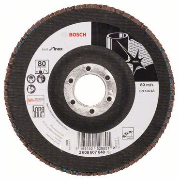 Bosch Fächerschleifscheibe X581, Best for Inox 125 mm, 22,23 mm, 80