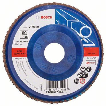 Bosch Fächerschleifscheibe X551, Expert for Metal D = 115 mm; K = 60, gerade