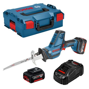 Bosch Akku-Säbelsäge GSA 18 V-LI C mit 2x 5,0 Ah Li-Ion Akkus + Lader + L-BOXX