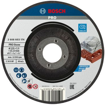 Bosch Trennscheibe gekröpft Standard for Stone C 30 S BF, 125 mm, 22,23 mm, 2,5 mm