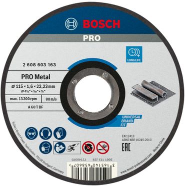 Bosch PRO Metal Trennscheibe, 115 x 1.6 x 22.23 mm, gerade
