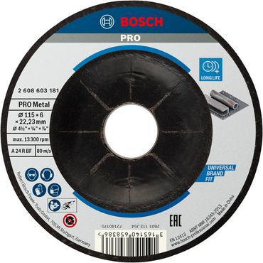 Bosch Schruppscheibe gekröpft Standard for Metal A 24 P BF, 115 mm, 22,23 mm, 6,0 mm