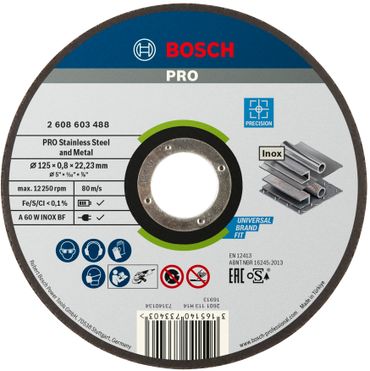 Bosch PRO Stainless Steel and Metal Gebundene Trennscheibe, 125 x 0,8 x 22,23 mm, gerade