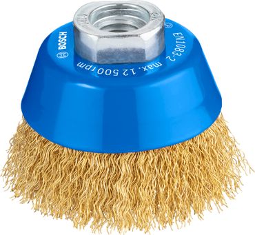 Bosch Topfbürste 70 mm, gewellter Draht, vermessingt 70 mm, 0,3 mm, M14