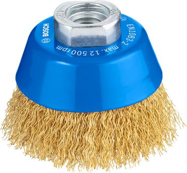 Bosch Topfbürste 70 mm, gewellter Draht, vermessingt 70 mm, 0,3 mm, M14