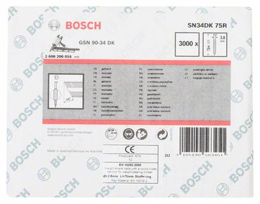 Bosch D-Kopf Streifennagel SN34DK 75R 2,8 mm, 75 mm, blank, gerillt