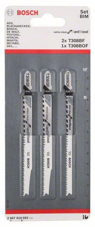 Bosch 3tlg. Stichsägeblatt-Set T 308 BF (2x); T 308 BOF