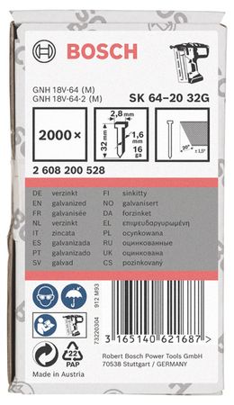 Bosch Senkkopf-Stift SK64 20G 32 mm verzinkt (2000 Stk)