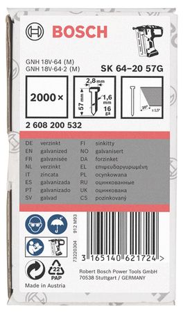 Bosch Senkkopf-Stift SK64 20G 57 mm verzinkt