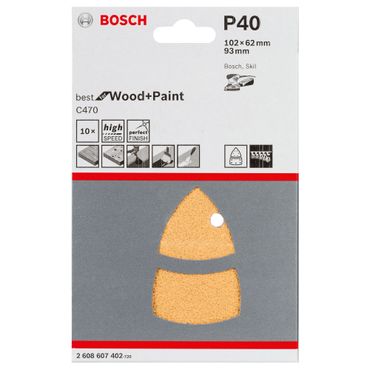 Schleifblatt-Set C470, Best for Wood and Paint, 102 x 62, 93 mm, 40, 10er-Pack