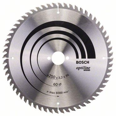 Bosch Kreissägeblatt Optiline Wood 250 x 30 x 3,2 mm, 60 Zähne