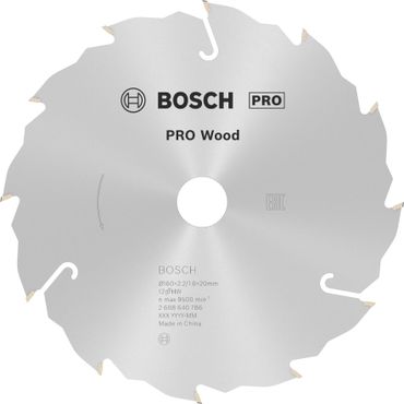 Bosch PRO Wood Kreissägeblatt, 160 x 2,2 x 20 mm, T12