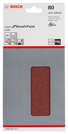 Bosch Schleifblatt C430, 10er-Pack 115 x 230 mm, 80