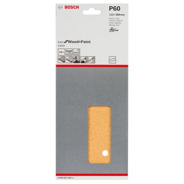 Schleifblatt C470, 115 x 280 mm, 60, 14 Löcher, gespannt, 10er-Pack