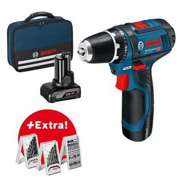 Bosch Akku-Bohrschrauber GSR 12V-15 1x 2,0 Ah, 1x 4,0 Ah Akku + Lader in Tasche