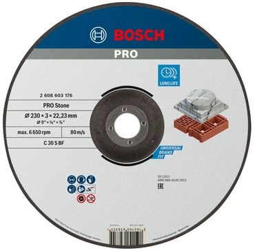 Bosch Trennscheibe gekröpft Standard for Stone C 30 S BF, 230 mm, 22,23 mm, 3,0 mm