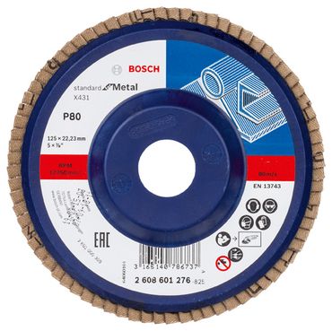 Bosch Fächerschleifscheibe X431, Standard for Metal 125 mm, 22,23 mm, 80
