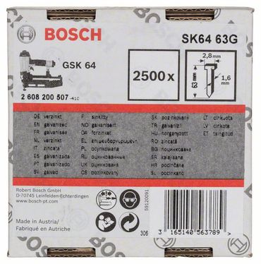 Bosch Senkkopf-Stift SK64 63G 1,6 mm, 63 mm, verzinkt