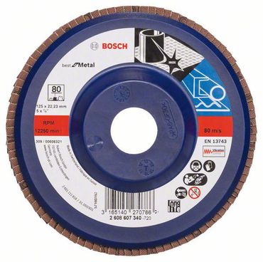 Bosch Fächerschleifscheibe X571 Best for Metal, gerade, 125 mm, 80, Kunststoff