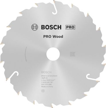 Bosch PRO Wood Kreissägeblatt, 160 x 2,2 x 20 mm, T18