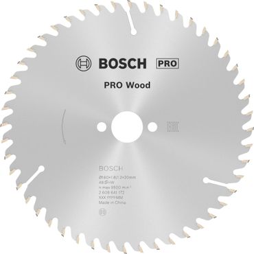 Bosch PRO Wood Kreissägeblatt, 160 x 1,8 x 20 mm, T48