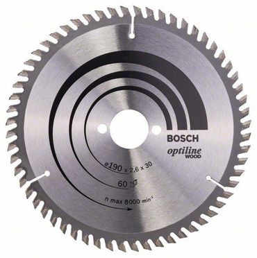 Bosch Kreissägeblatt Optiline Wood, 190 x 30 x 2,6 mm, 60 Zähne